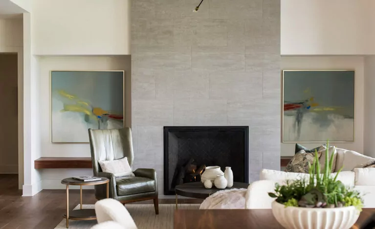 modern stone gas fireplace