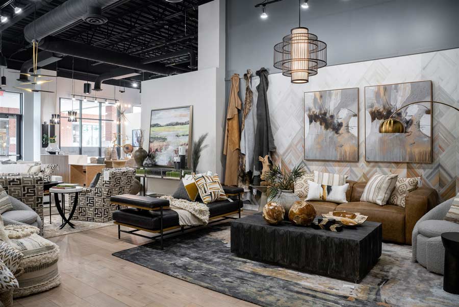 Everything Home interiors showroom with exclusive collections of the finest rugs, furniture, accessories, lamps, art etc